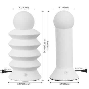 Soren 13" Modern Scandinavian Ceramic/Glass Geometric Integrated LED Table Lamp, Set of 2